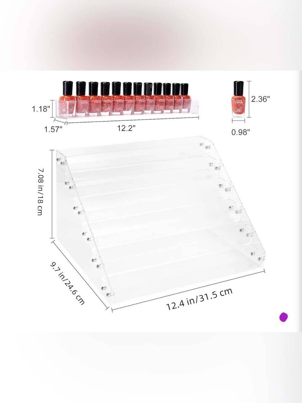 Two (2) Clear Acrylic 6 tier organizer /display shelves (paints, nail polish…)